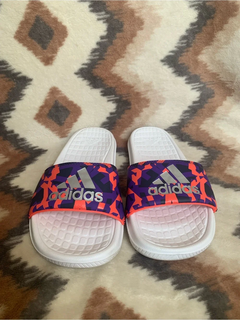 Multicolor adidas slides size 5 boys